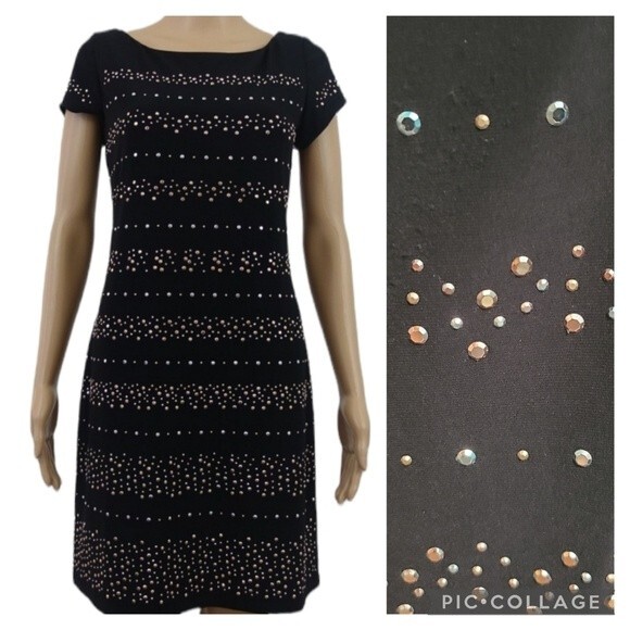 White House Black Market Dresses & Skirts - White House Black Market Black Dress with Gold Accents
